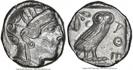 ATTICA. Athens. Ca. 440-404 BC. AR tetradrachm (24mm, 17.18 gm, 8h). NGC Choice AU 4/5 - 4/5. Mid-mass coinage issue. Head of Athena right, wearing ea...