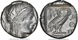 ATTICA. Athens. Ca. 440-404 BC. AR tetradrachm (24mm, 17.15 gm, 2h). NGC AU 4/5 - 4/5. Mid-mass coinage issue. Head of Athena right, wearing earring, ...