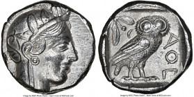 ATTICA. Athens. Ca. 440-404 BC. AR tetradrachm (24mm, 17.14 gm, 7h). NGC Choice XF 5/5 - 4/5. Mid-mass coinage issue. Head of Athena right, wearing ea...