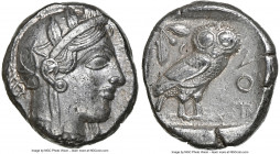 ATTICA. Athens. Ca. 440-404 BC. AR tetradrachm (25mm, 17.11 gm, 1h). NGC Choice XF 5/5 - 4/5. Mid-mass coinage issue. Head of Athena right, wearing ea...