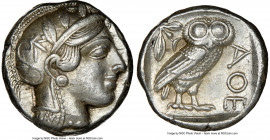 ATTICA. Athens. Ca. 440-404 BC. AR tetradrachm (23mm, 17.19 gm, 4h). NGC Choice XF 5/5 - 4/5. Mid-mass coinage issue. Head of Athena right, wearing ea...