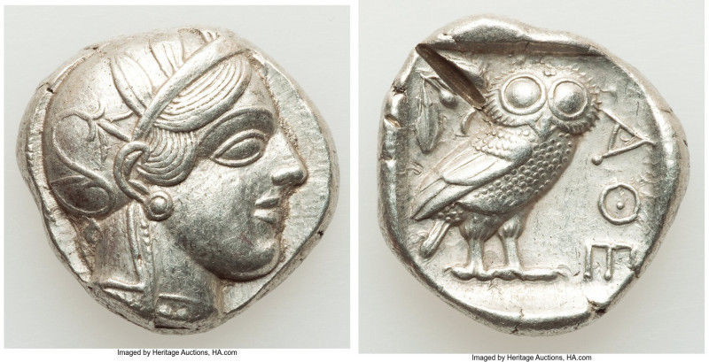 ATTICA. Athens. Ca. 440-404 BC. AR tetradrachm (25mm, 17.15 gm, 3h). AU, test cu...