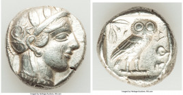 ATTICA. Athens. Ca. 440-404 BC. AR tetradrachm (24mm, 17.17 gm, 1h). Choice VF. Mid-mass coinage issue. Head of Athena right, wearing earring, necklac...