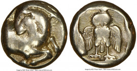 LESBOS. Mytilene. Ca. 454-427 BC. EL sixth-stater or hecte (10mm, 2.51 gm, 11h). NGC VF 5/5 - 3/5. Forepart of goat right, head reverted / Owl standin...