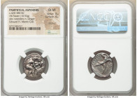 PAMPHYLIA. Aspendus. Ca. 420-380 BC. AR stater (23mm, 10.92 gm, 1h). NGC Choice VF 3/5 - 4/5, brushed. Two wrestlers grappling / ΕΣΤFΕΔΙIVΣ, slinger s...