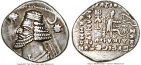 PARTHIAN KINGDOM. Orodes II (ca. 57-38 BC). AR drachm (19mm, 12h). NGC Choice VF. Ecbatana. Diademed, draped bust of Orodes II left, wearing rounded b...