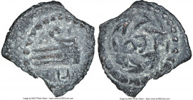 JUDAEA. Herodians. Herod Archelaus (4 BC-AD 6). AE half-prutah (13mm, 0.79 gm, 6h). NGC Choice VF 5/5 - 4/5. Jerusalem. Η-P-W, prow of galley left / Ε...