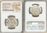 SASANIAN KINGDOM. Khusro II (AD 591-628). AR drachm (30mm, 4h). NGC Choice AU. Bust of Khusro II right, wearing mural crown with frontal crescent, two...