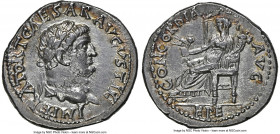 Titus, as Caesar (AD 79-81). AR denarius (18mm, 3.41 gm, 12h). NGC AU 4/5 - 3/5. Ephesus, 71 AD. IMPERATOR T CAESAR AVGVSTI F, laureate bust of Titus ...