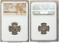 Hadrian (AD 117-138). AR denarius (18mm, 3.34 gm, 12h). NGC XF 5/5 - 5/5. Rome, AD 130-133. HADRINVS-AVG COS III P P, draped bust of Hadrian right, se...