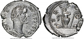 Antoninus Pius (AD 138-161). AR denarius (19mm, 3.82 gm, 5h). NGC Choice AU 4/5 - 3/5. Rome, AD 139. ANTONINVS-AVG PIVS P P, bare head of Antoninus Pi...
