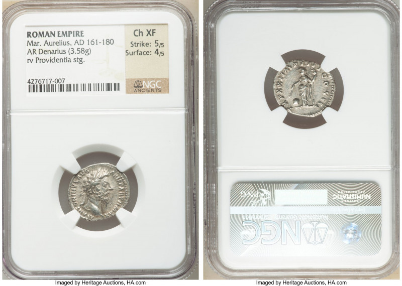 Marcus Aurelius, as Augustus (AD 161-180). AR denarius (18mm, 3.58 gm, 6h). NGC ...