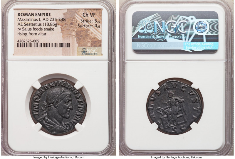 Maximinus I (AD 235-238). AE sestertius (29mm, 18.85 gm, 11h). NGC Choice VF 5/5...