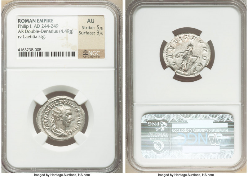 Philip I (AD 244-249). AR antoninianus (24mm, 4.49 gm, 7h). NGC AU 5/5 - 3/5. Ro...