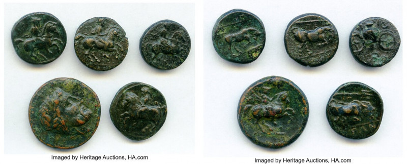 ANCIENT LOTS. Greek. Thessaly. Crannon. Ca. 4th century BC. Lot of five (5) AE i...