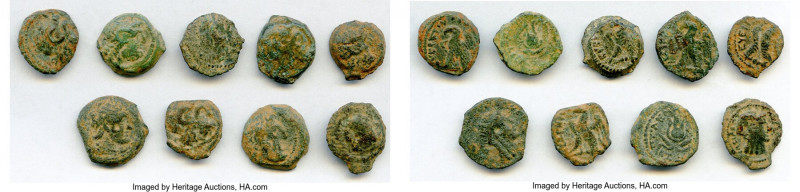 ANCIENT LOTS. Greek. Ptolemaic Egypt. 2nd-1st centuries BC. Lot of nine (9) AE d...