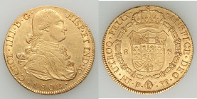 Charles IV gold 8 Escudos 1802 PTS-PP XF, Potosi mint, KM81, Fr-14. 36.6mm. 26.99gm. AGW 0.7615 oz. 

HID09801242017

© 2020 Heritage Auctions | A...