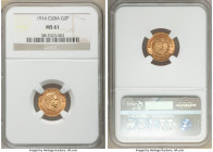 Republic gold 2 Pesos 1916 MS61 NGC, Philadelphia mint, KM17. Rose colored toning, 

HID09801242017

© 2020 Heritage Auctions | All Rights Reserve...