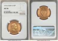 Republic gold 10 Pesos 1916 AU58 NGC, Philadelphia mint, KM20. Rose colored gold. AGW 0.4387 oz. 

HID09801242017

© 2020 Heritage Auctions | All ...