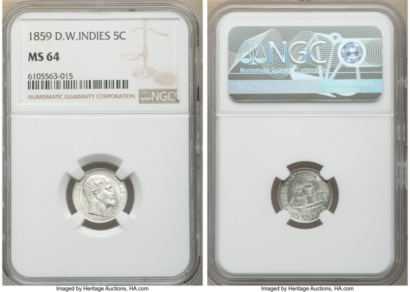 Danish Colony. Frederick VII 5 Cents 1859-(c) MS64 NGC, Copenhagen mint, KM65. F...