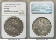 Bavaria. Karl Theodor Taler 1778 h-ST MS62+ NGC, Munich mint, KM563.1, Dav-1964. Silvered-blue and taupe toning, luster beneath, light reverse adjustm...