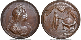George I bronze "Treaty of Passarowitz" Medal 1718 MS63 Brown NGC, Eimer-479, MI-II-437/39. 45mm. By John Croker. GEORGIVS D G MAG BR FR ET HIB REX F ...