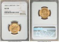 Victoria gold Sovereign 1865 AU58 NGC, KM736.2, S-3853. Die # 14. AGW 0.2355 oz. 

HID09801242017

© 2020 Heritage Auctions | All Rights Reserved