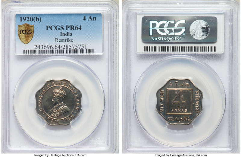 British India. George V Proof Restrike 4 Annas 1920-(b) PR64 PCGS, Bombay mint, ...