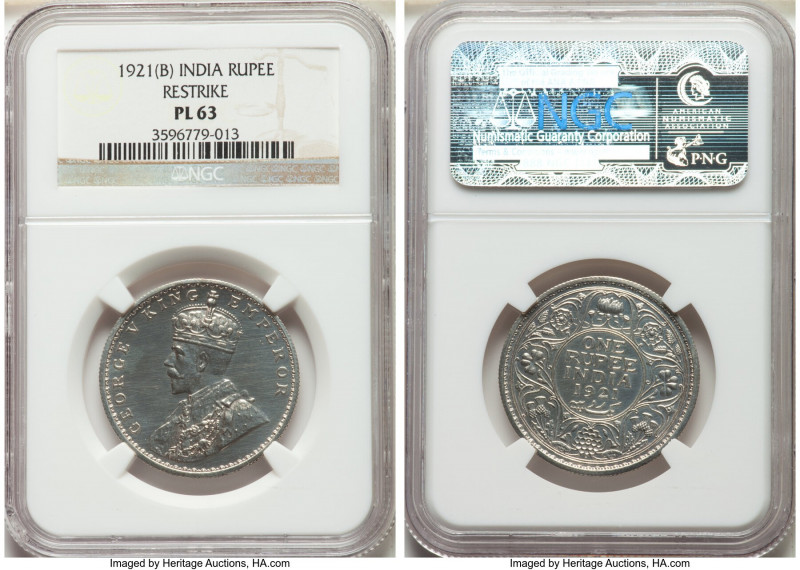 British India. George V Prooflike Restrike Rupee 1921-(b) PL63 NGC, Bombay mint,...