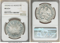 Republic 8 Reales 1855 Mo-GC MS63 S NGC, Mexico City mint, KM377.10, DP-Mo40. Untoned brilliant surface with reflective Semi-Prooflike fields. 

HID...