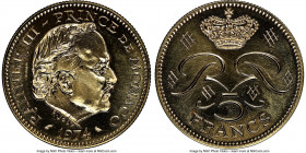 Rainier III gold Proof Essai 5 Francs 1974-(a) 5 Francs PR68 NGC, Paris mint, KM-PE17a. Buttery-golden color. 

HID09801242017

© 2020 Heritage Au...
