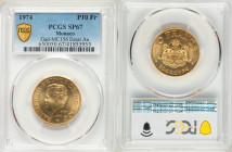 Rainier III gold Essai Specimen 10 Francs 1974-(a) SP67 PCGS, Paris mint, KM-E65, Gad-MD156. Rainiers 25th year of reign commemorative. 

HID0980124...