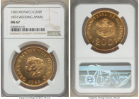 Rainier III gold "10th Wedding Anniversary" 200 Francs 1966-(a) MS67 NGC, Paris mint, KM-XM2, Fr-32. Mintage: 5,000. Struck for the 10th Wedding anniv...
