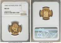 Willem I gold 10 Gulden 1840 MS64 NGC, Utrecht mint, KM56, Fr-327. Flashy fields and frosted devices. 

HID09801242017

© 2020 Heritage Auctions |...