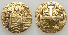 Philip V Indigenous Imitation gold Cob 8 Escudos 1740 L-A XF (Polished, Ex. Jewelry), Lima mint, Onza-1383. 30.2mm. 26.63. 

HID09801242017

© 202...