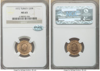 Republic gold 25 Kurush 1972 MS65 NGC, KM870. AGW 0.0517 oz. 

HID09801242017

© 2020 Heritage Auctions | All Rights Reserved