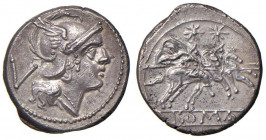 Anonime - Quinario (dopo il 211 a.C.) Testa di Roma a d. - R/ I Dioscuri a cavallo a d., sotto, ROMA in rilievo - B. 3; Cr. 44/7 AG (g 2,34) Minime ma...