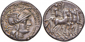 Acilia - M. Acilius M. f. - Denario (130 a.C.) Testa di Roma a d. - R/ Ercole su quadriga a d. - B. 4; Cr. 255/1 AG (g 3,85)

 

SPL