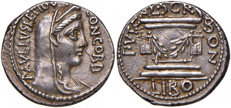 Aemilia - L. Aemilius Lepidus Paullus e L. Scribonius Libo - Denario (62 a.C.) T...