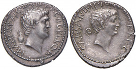 Marco Antonio e Ottaviano - Denario (42 a.C.) Testa a d. - R/ Testa di Ottaviano a d. - Cr. 517/8 AG (g 3,99) RR Ex NAC, febbraio 1990, lotto 494.

...
