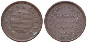 ARGENTINA Buenos Aires - Quarto di Real 1827 - KM 3 CU (g 3,11) R Depositi al R/

 

BB