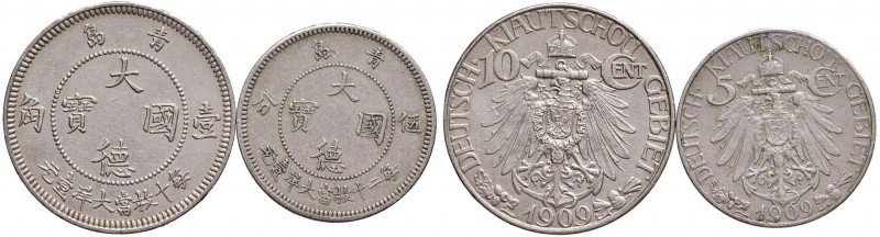 CINA Kiau Chau 10 e 5 Cents 1909 - KM 1; 2 NI RR Lotto di due monete

 

BB-...