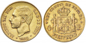 FILIPPINE Alfonso XII 4 Pesos 1882 - Fr. 4 AU (g 6,79) RR 

 

BB/BB+