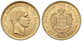 GRECIA Giorgio I (1863-1913) 20 Dracme 1884 - KM 56 AU (g 6,45) Colpetto al bordo

 

FDC