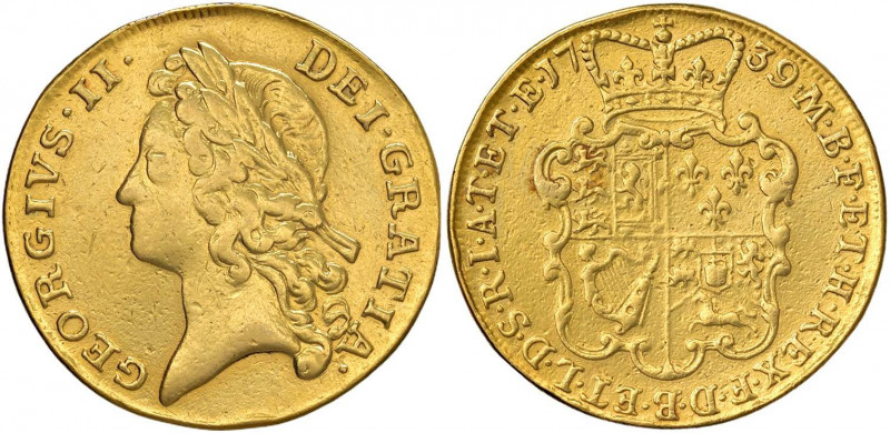 INGHILTERRA Giorgio III (1727-1760) 2 Ghinee 1739 - Fr. 337 AU (g 16,14) RR Da m...