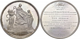 INGHILTERRA Giorgio III (1760-1820) Medaglia 1803 edizione nazionale delle opere di Shakespeare - Opus: C. H. Küchler - Eimer 950 AG (g 38,71 - Ø 48 m...