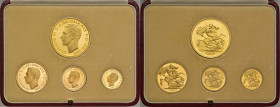 INGHILTERRA Giorgio VI (1936-1952) 5, 2, 1 e mezza sterlina 1937 Specimen coins - AU (g 40,00 + 16,00 + 8,00 + 4,00) Set di quattro monete proof in as...