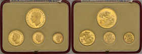 INGHILTERRA Giorgio VI (1936-1952) 5, 2, 1 e mezza sterlina 1937 Specimen coins - AU (g 39,99 + 16,00 + 8,00 + 4,00) Set di quattro monete proof in as...