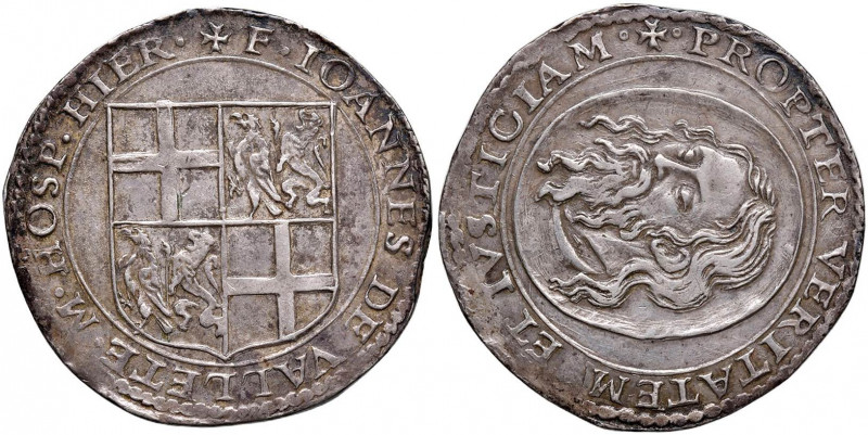 MALTA Jean de la Valette (1557-1568) 4 Tarì - Restelli 60 AG (g 11,75) Schiaccia...