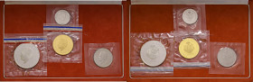 MONACO Ranieri III (1949-2005) 3.000, 2.000, 1.000 e 100 Franchi 1974 - AU, PT, AG Set di quattro monete in astuccio originale (piccola strappatura de...